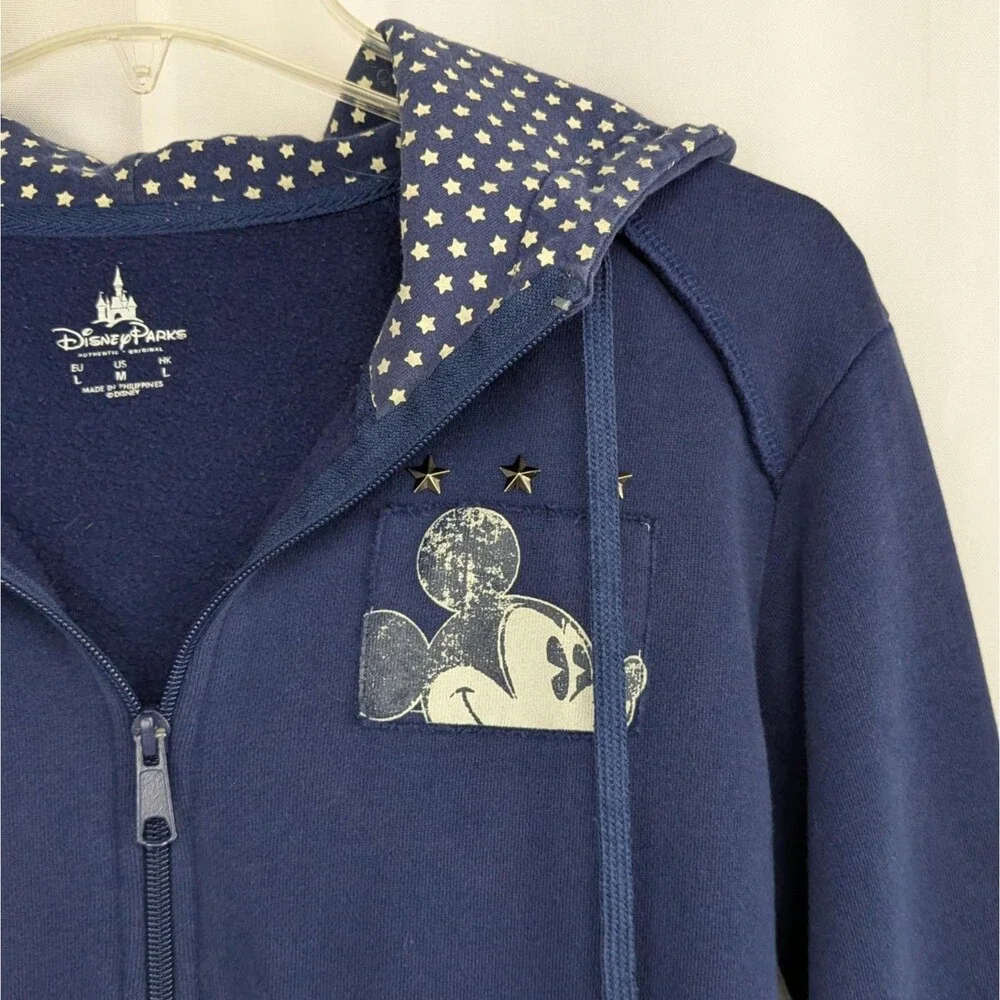 Disney Parks Patriotic Mickey Full Zip Hoodie Stars & Stripes Jacket Size Medium - Picture 3 of 9